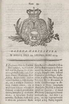 Gazeta Warszawska. 1774, nr 99