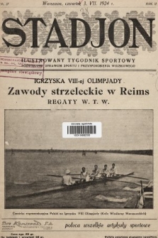 Stadjon : ilustrowany tygodnik sportowy poświęcony sprawom sportu i przysposobienia wojskowego. 1924, nr 27
