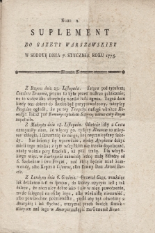 Gazeta Warszawska. 1775, nr 2 (suplement)