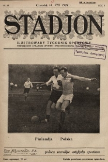 Stadjon : ilustrowany tygodnik sportowy poświęcony sprawom sportu i przysposobienia wojskowego. 1924, nr 33