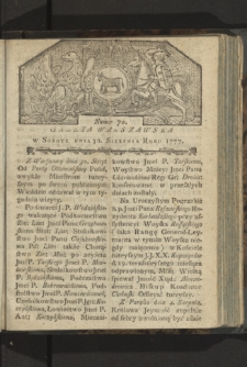 Gazeta Warszawska. 1777, nr 70