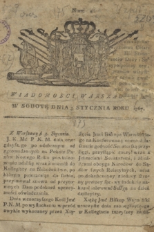 Wiadomości Warszawskie. 1767, nr 1