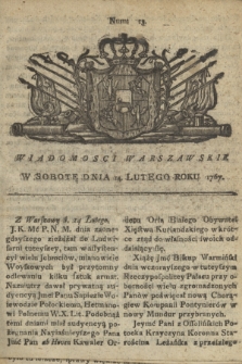 Wiadomości Warszawskie. 1767, nr 13