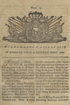 Wiadomości Warszawskie. 1767, nr 15