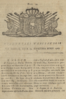 Wiadomości Warszawskie. 1767, nr 34