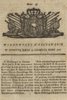 Wiadomości Warszawskie. 1767, nr 47