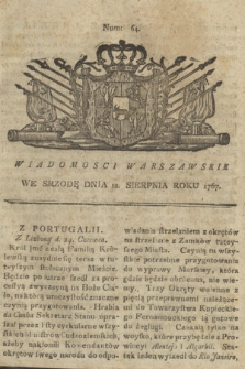 Wiadomości Warszawskie. 1767, nr 64