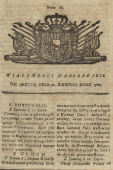 Wiadomości Warszawskie. 1767, nr 68