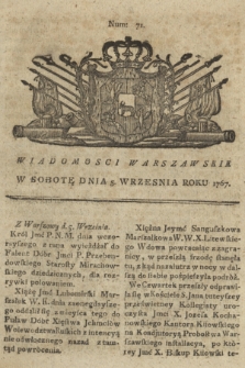 Wiadomości Warszawskie. 1767, nr 71