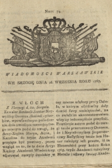 Wiadomości Warszawskie. 1767, nr 74