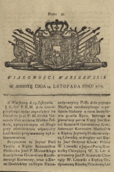 Wiadomości Warszawskie. 1767, nr 91