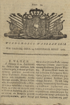 Wiadomości Warszawskie. 1767, nr 94