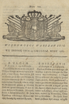 Wiadomości Warszawskie. 1767, nr 102