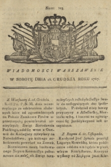 Wiadomości Warszawskie. 1767, nr 103