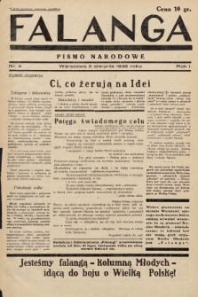 Falanga : pismo narodowe. 1936, nr 4