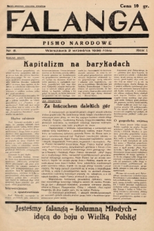 Falanga : pismo narodowe. 1936, nr 8