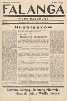 Falanga : pismo narodowe. 1936, nr 12