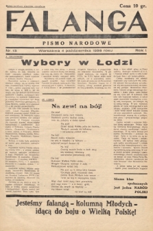 Falanga : pismo narodowe. 1936, nr 13