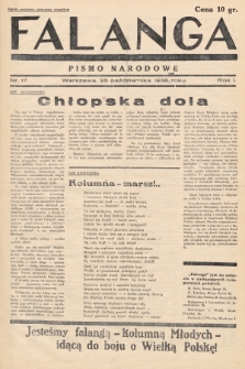 Falanga : pismo narodowe. 1936, nr 17