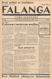 Falanga : pismo narodowe. 1936, nr 20