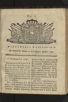 Wiadomości Warszawskie. 1768, nr 15
