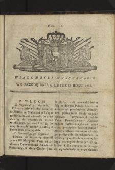 Wiadomości Warszawskie. 1768, nr 16