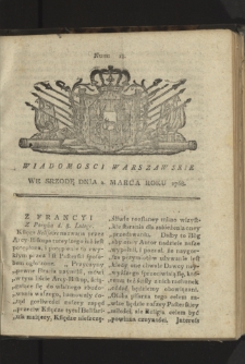 Wiadomości Warszawskie. 1768, nr 18