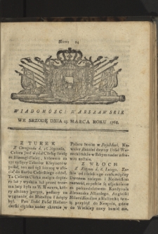 Wiadomości Warszawskie. 1768, nr 24