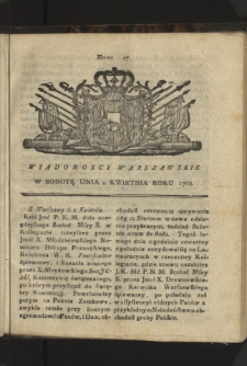 Wiadomości Warszawskie. 1768, nr 27