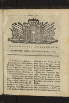 Wiadomości Warszawskie. 1768, nr 29
