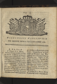 Wiadomości Warszawskie. 1768, nr 32