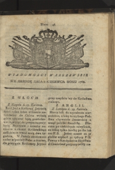Wiadomości Warszawskie. 1768, nr 46