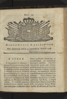 Wiadomości Warszawskie. 1768, nr 48