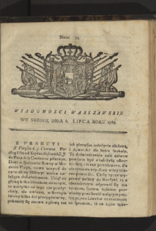 Wiadomości Warszawskie. 1768, nr 54