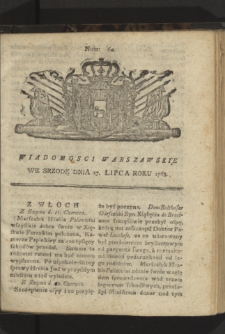 Wiadomości Warszawskie. 1768, nr 57