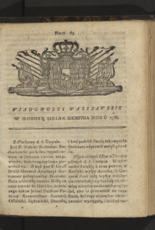 Wiadomości Warszawskie. 1768, nr 63