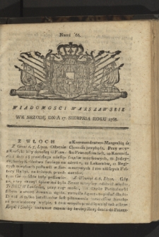 Wiadomości Warszawskie. 1768, nr 66