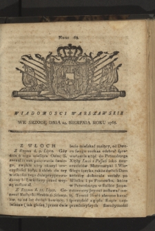 Wiadomości Warszawskie. 1768, nr 68
