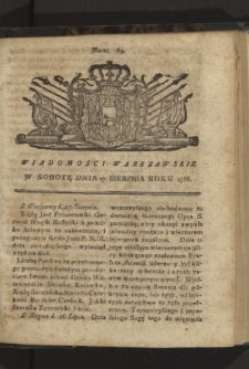 Wiadomości Warszawskie. 1768, nr 69