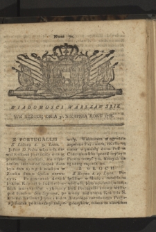 Wiadomości Warszawskie. 1768, nr 70