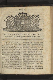Wiadomości Warszawskie. 1768, nr 74