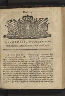 Wiadomości Warszawskie. 1768, nr 76