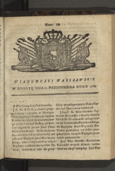 Wiadomości Warszawskie. 1768, nr 85