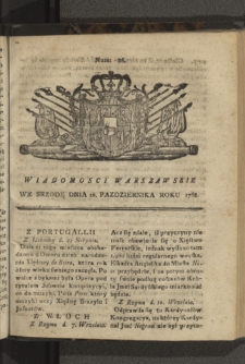 Wiadomości Warszawskie. 1768, nr 86