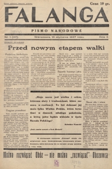 Falanga : pismo narodowe. 1937, nr 1 (27)