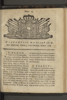 Wiadomości Warszawskie. 1768, nr 94