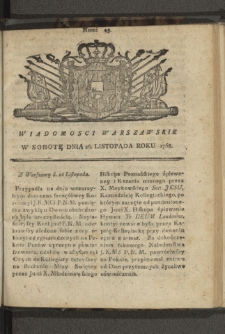Wiadomości Warszawskie. 1768, nr 95