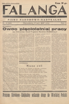 Falanga : pismo narodowo-radykalne. 1937, nr 6 (32)