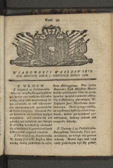Wiadomości Warszawskie. 1768, nr 98