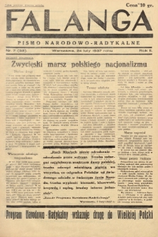 Falanga : pismo narodowo-radykalne. 1937, nr 7 (33)